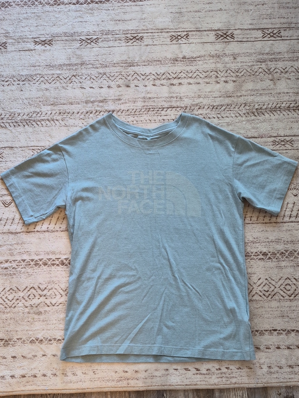 The North Face Men's Short Sleeve Tee in Pale Blue with Subtle Logo